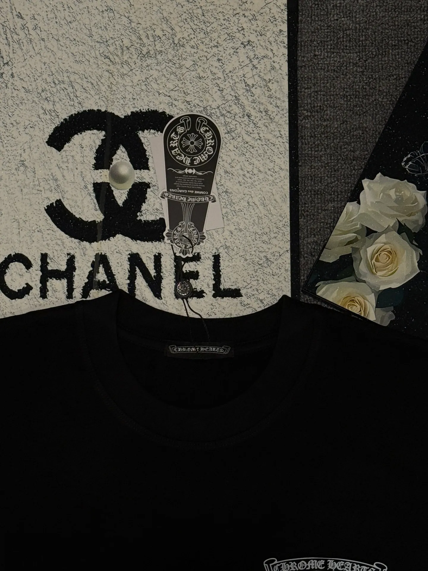 （ ） :YH 005 CH LOGO 1:1 Same Style 32 Breathable 1x 1 oversize 1:1 :White Black Size:S-XL
